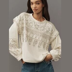 NWT Anthropologie Pilcro Rhinestone Sweatshirt - XS